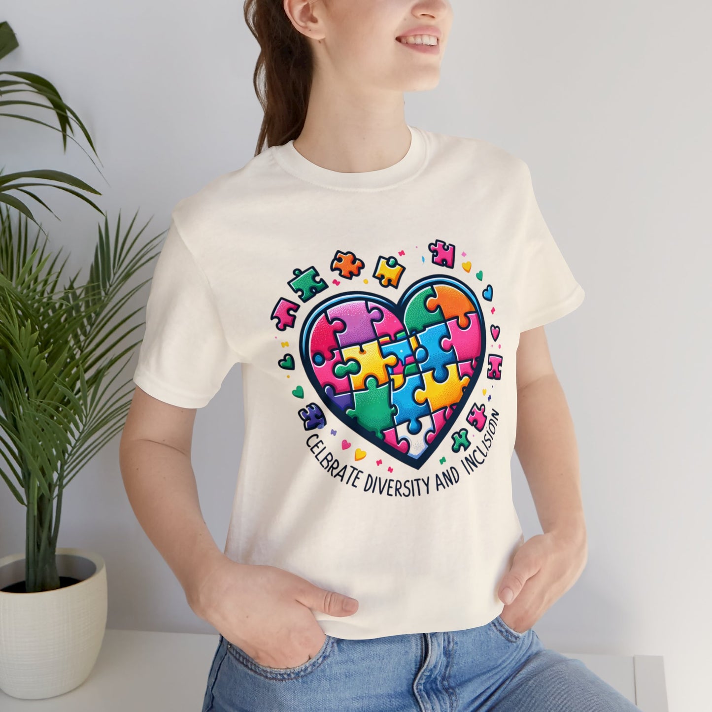 π "Celebrate Diversity and Inclusion" Autism Awareness T-Shirt π§©π -Unisex Jersey Short Sleeve Tee