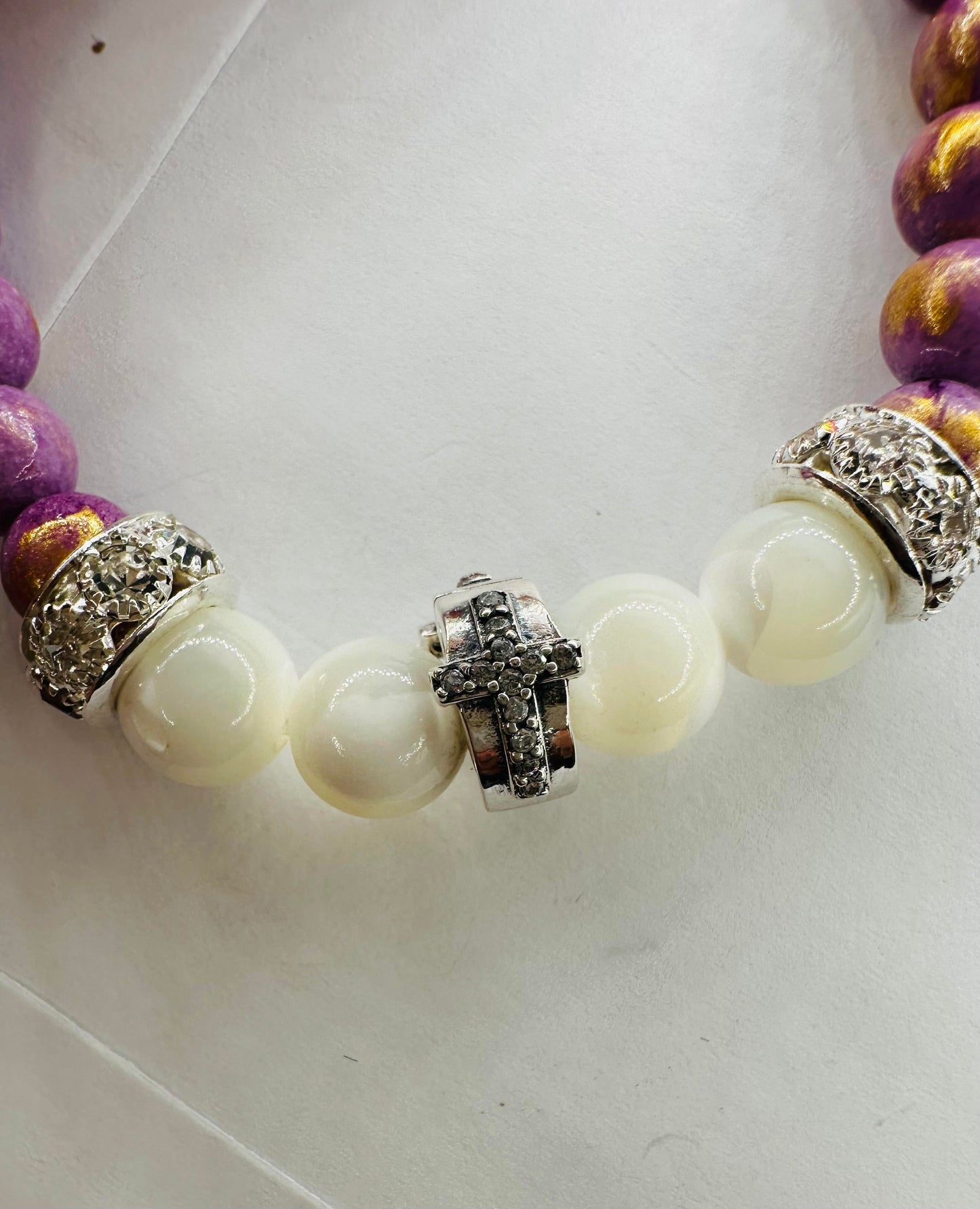 🌸Elegant with Our Purple Jade Cross Bracelet! ✝️