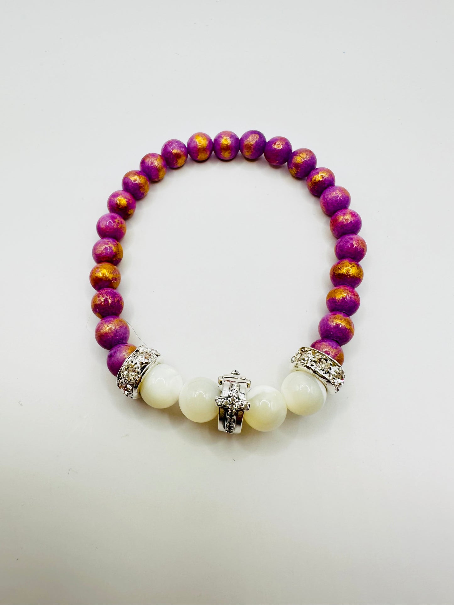 🌸Elegant with Our Purple Jade Cross Bracelet! ✝️