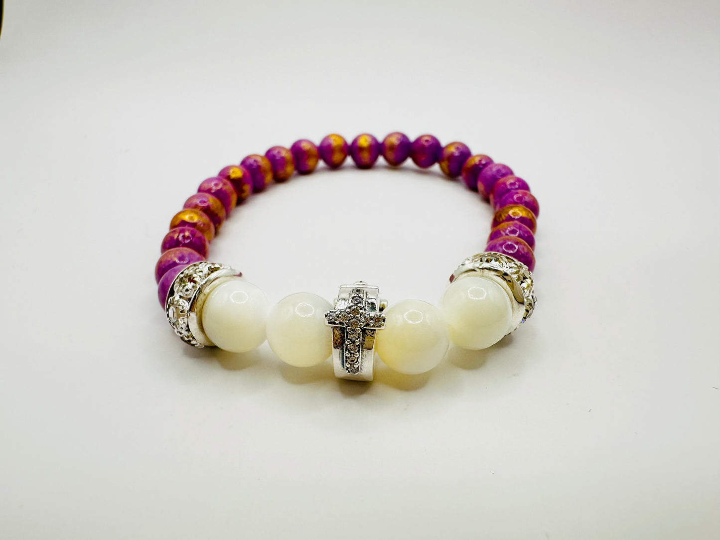 🌸Elegant with Our Purple Jade Cross Bracelet! ✝️