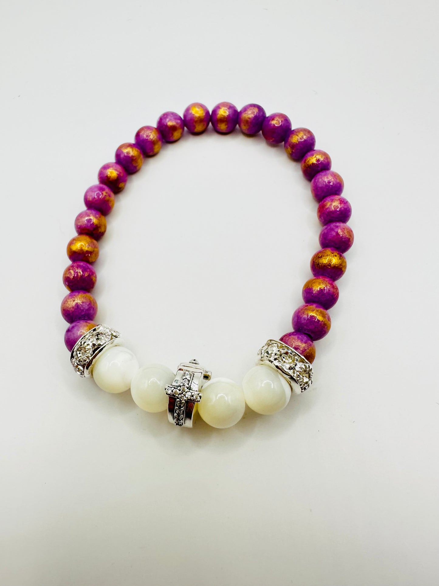 🌸Elegant with Our Purple Jade Cross Bracelet! ✝️