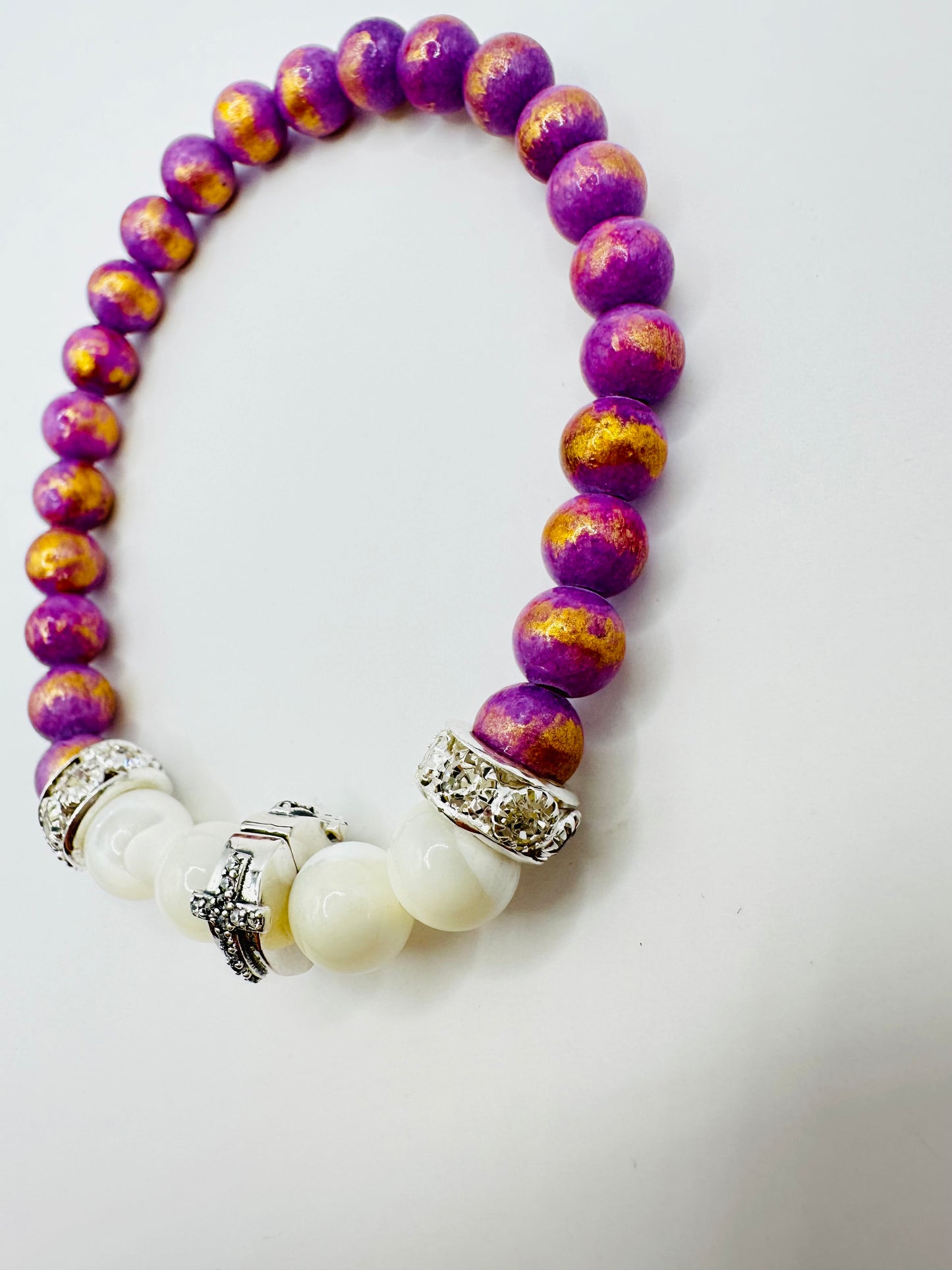 🌸Elegant with Our Purple Jade Cross Bracelet! ✝️