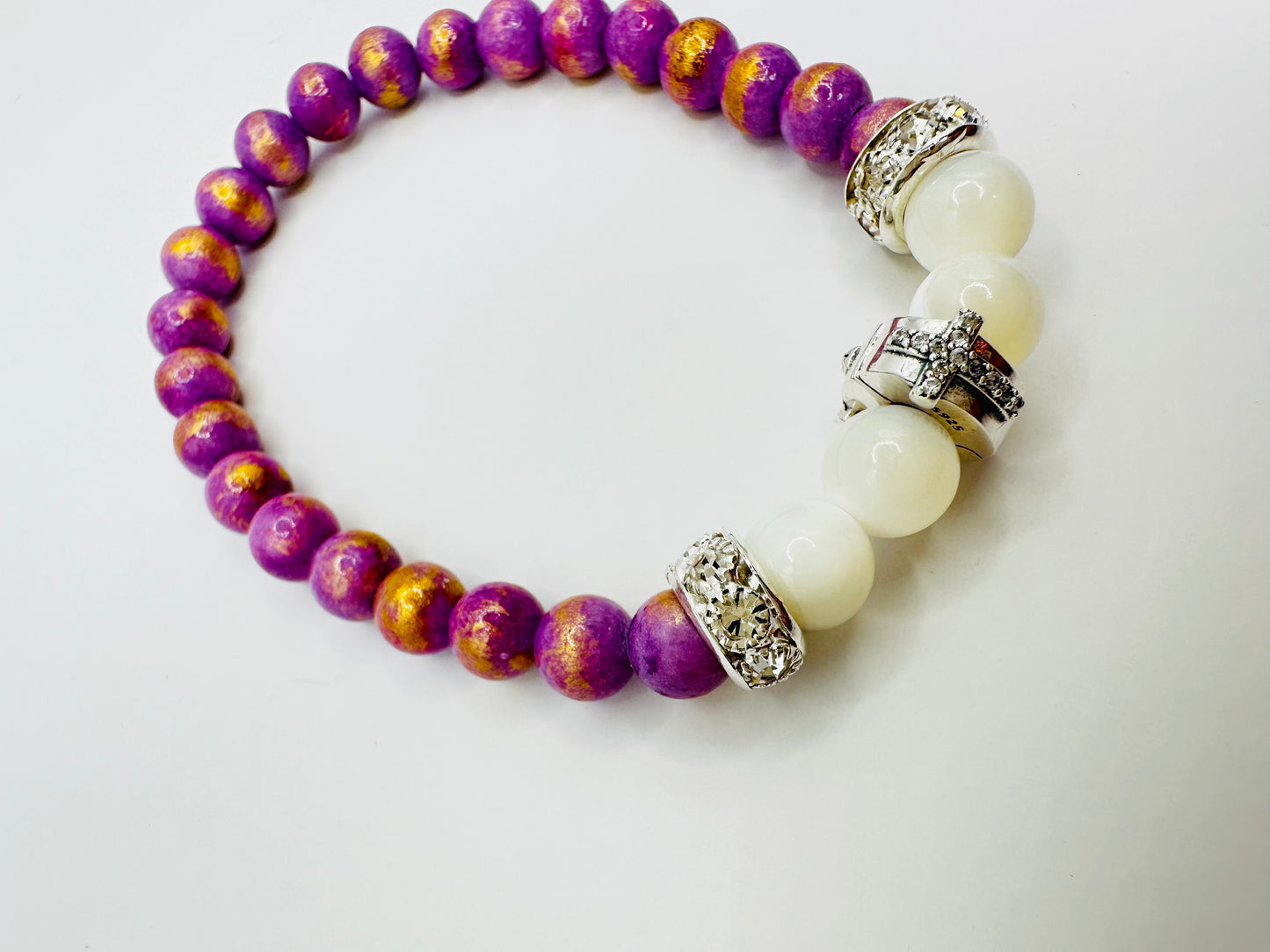 🌸Elegant with Our Purple Jade Cross Bracelet! ✝️