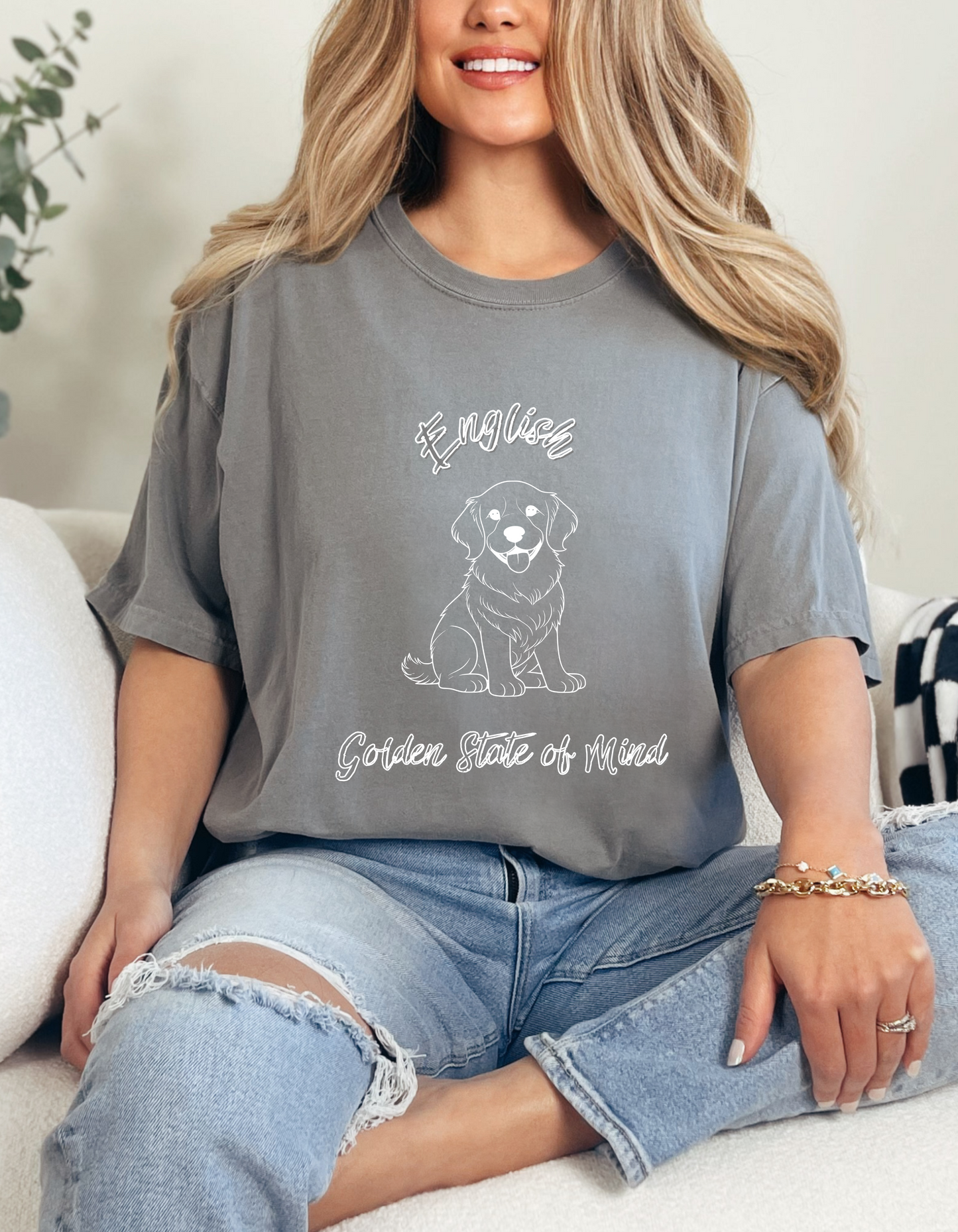 Unisex Comfort Colors- "Golden State of Mind" Golden Retriever T-Shirt