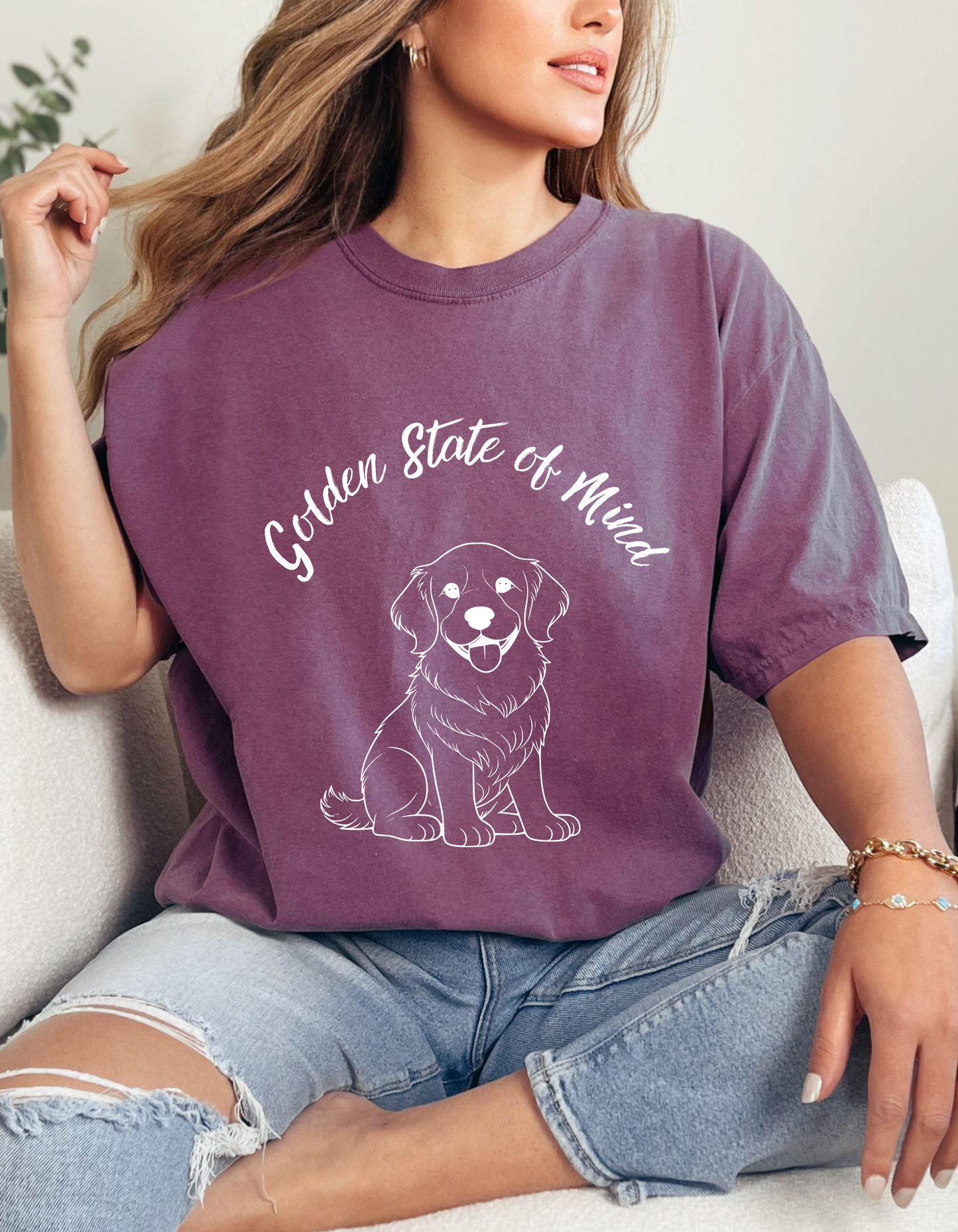Unisex Comfort Colors- "Golden State of Mind" Golden Retriever T-Shirt