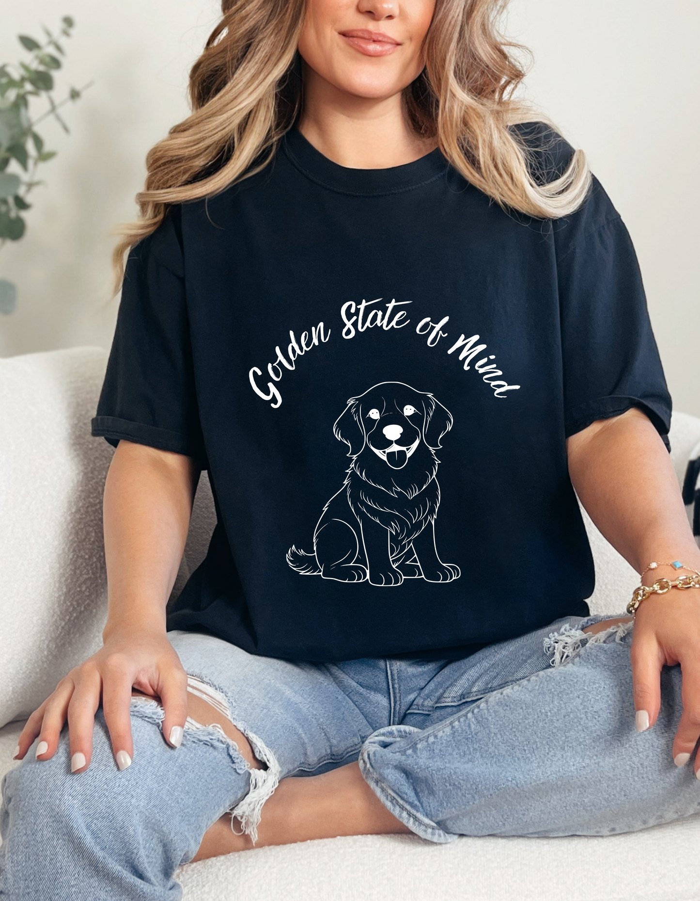 Unisex Comfort Colors- "Golden State of Mind" Golden Retriever T-Shirt