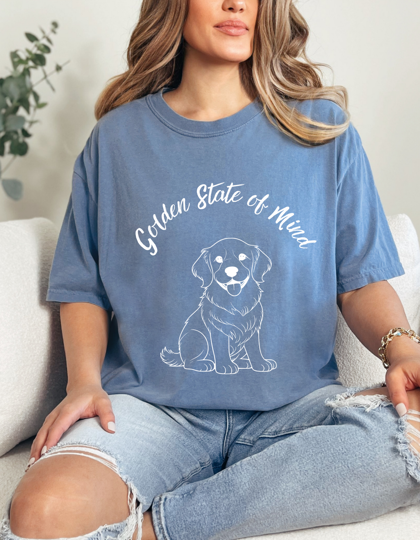 Unisex Comfort Colors- "Golden State of Mind" Golden Retriever T-Shirt