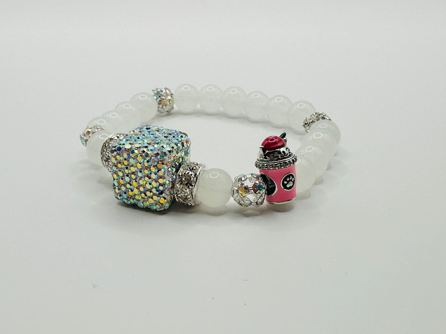 Handmade Bracelet Cat, Coffee and Bling
