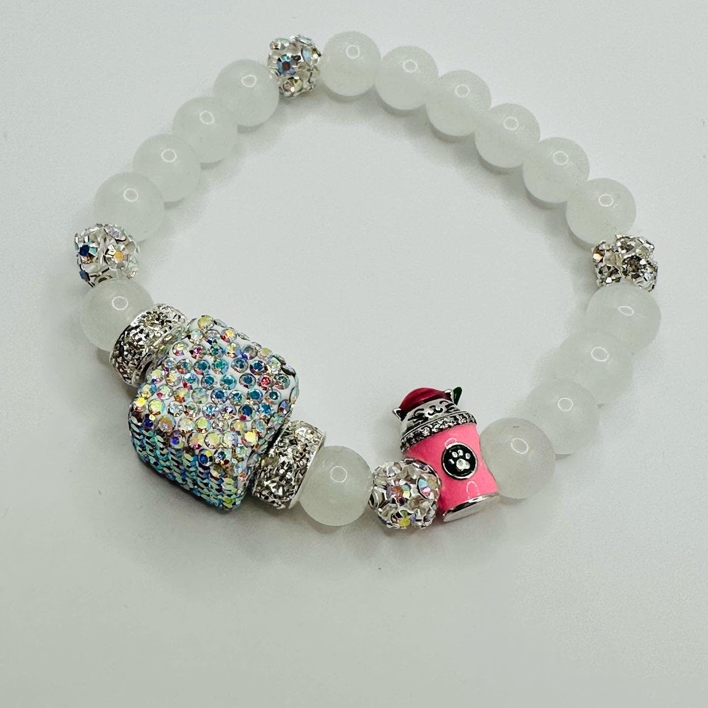 Handmade Bracelet Cat, Coffee and Bling