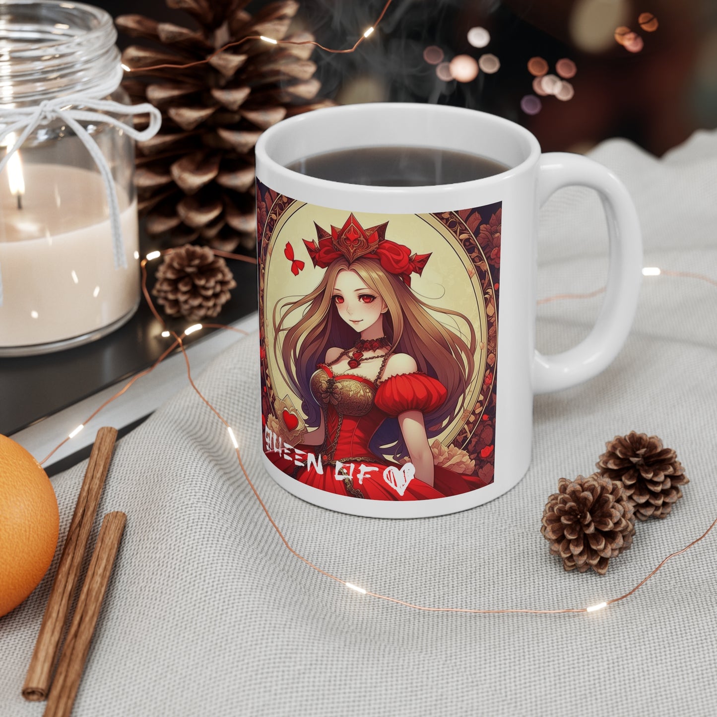 Anime Queen of Hearts Ceramic Coffee Mug - Sip in Royal Anime Elegance!