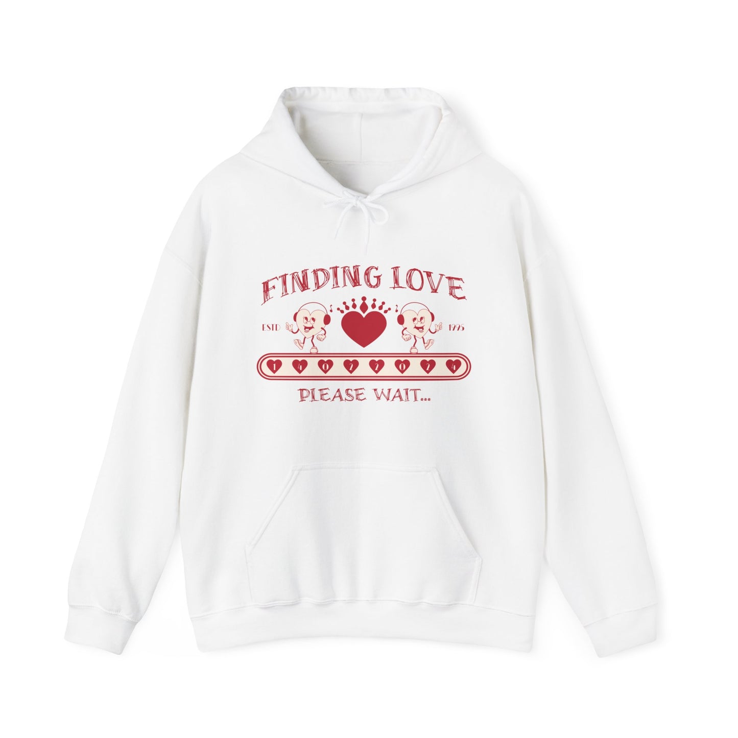 Finding Love, Please Wait" Valentine's Hoodie - Unisex Heavy Blend™ Hooded Sweatshirt