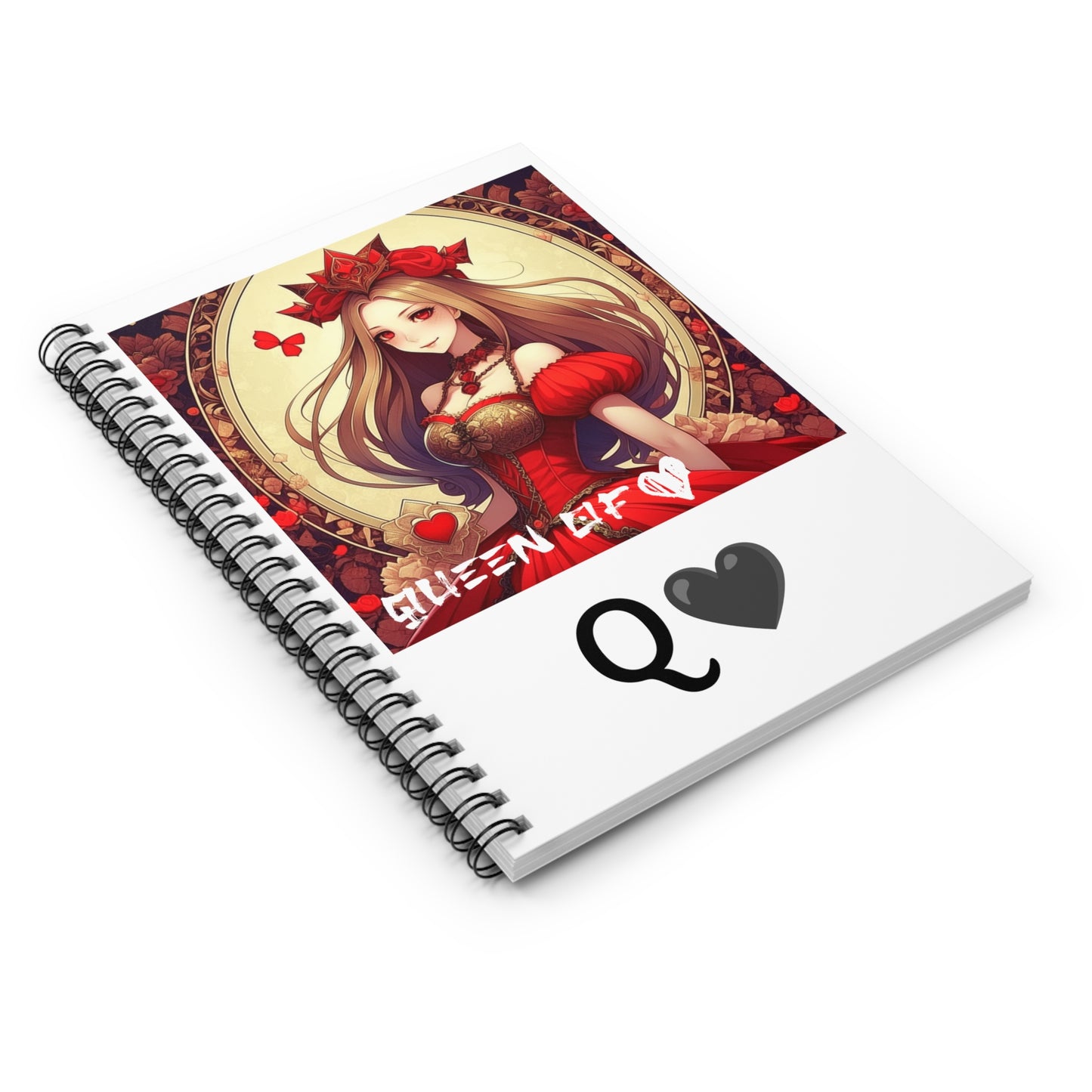 Anime Queen of Hearts Spiral Notebook - Rule Your Writings with Regal Elegance!