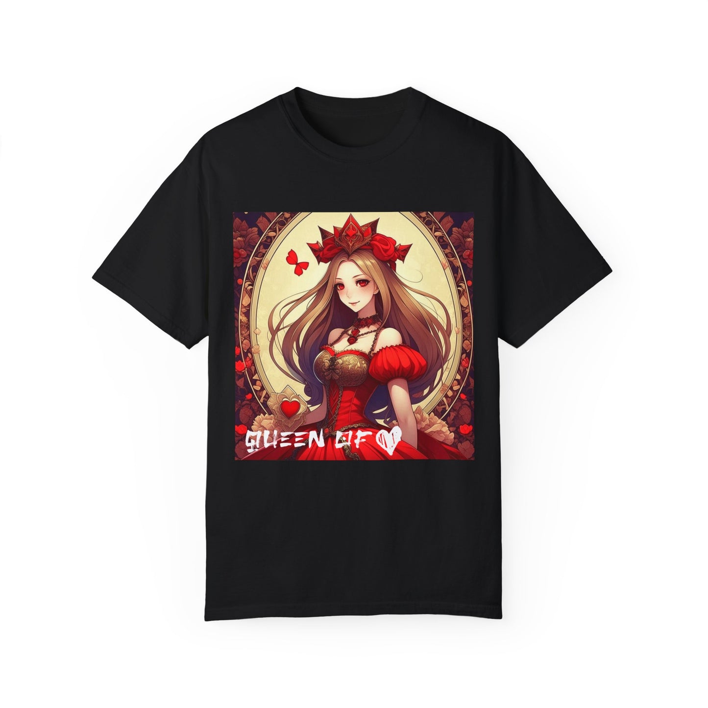 Comfort Color Anime Style Queen of Hearts T-Shirt - Rule Your Style with Royal Elegance!