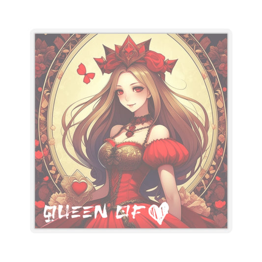 Anime Queen of Hearts Sticker - Regal Elegance with an Anime Twist!