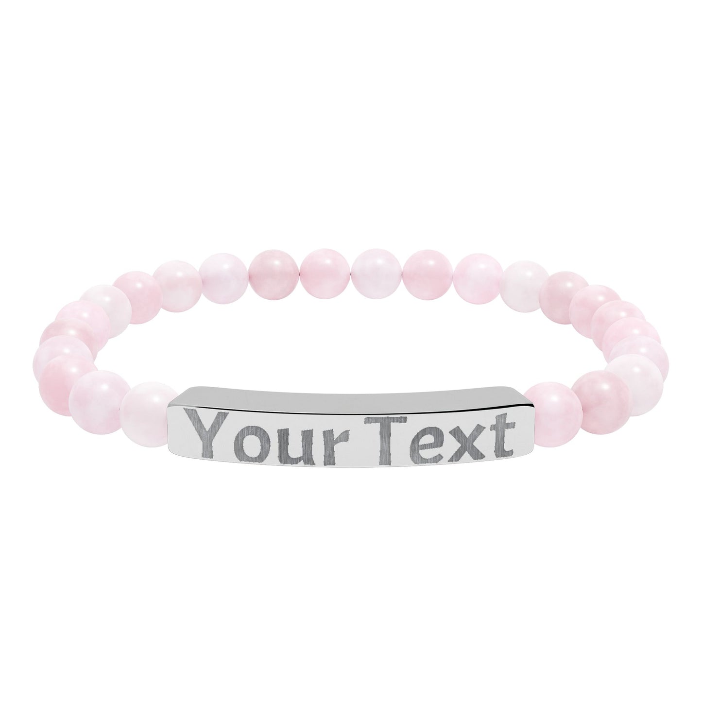 Engravable Natural Stone Bar Bracelet – Custom Text Stretch Beaded Bracelet
