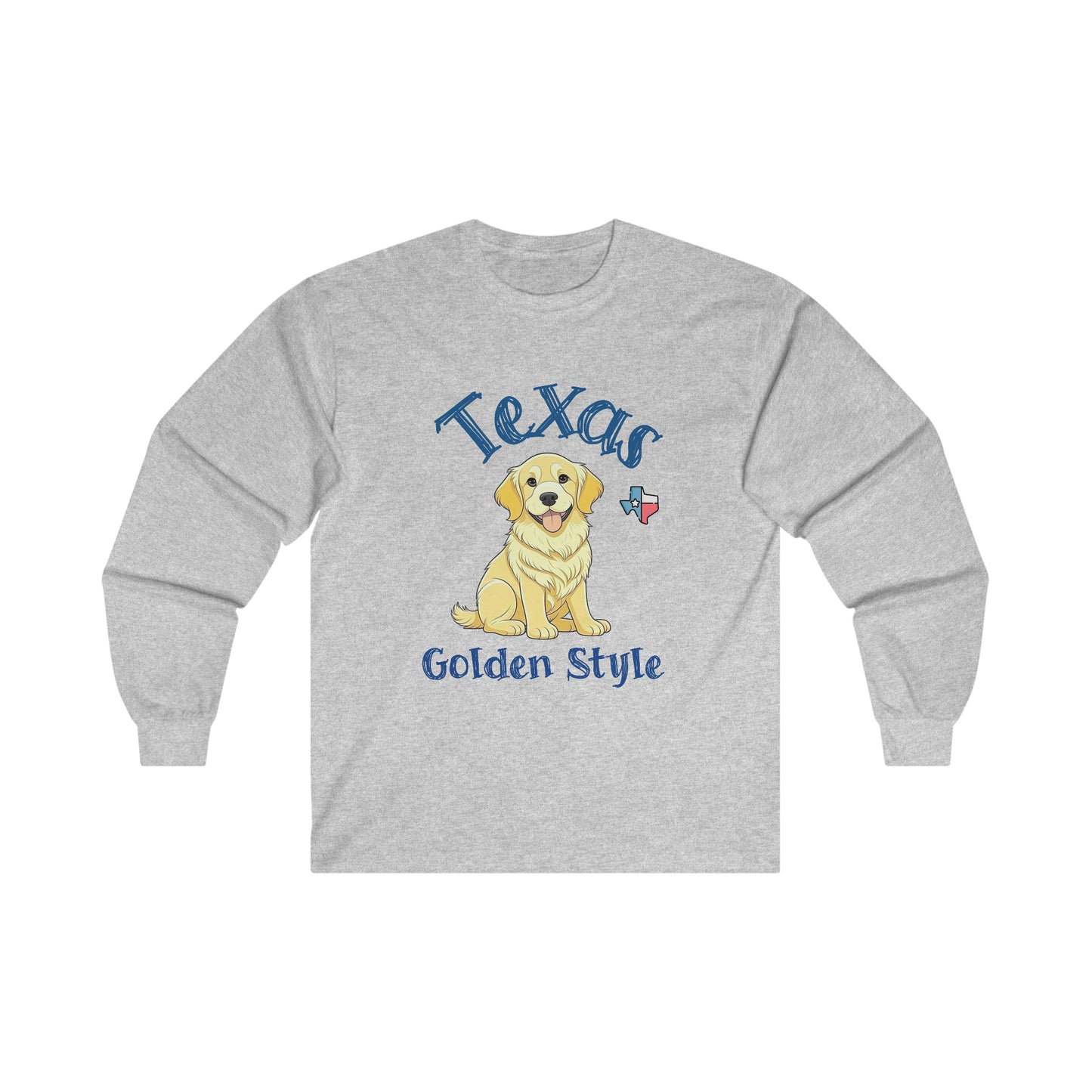 Texas Golden Style Golden Retriever Long Sleeve Tee - Embrace Texan Coziness with a Pawsitively Stylish Twist!