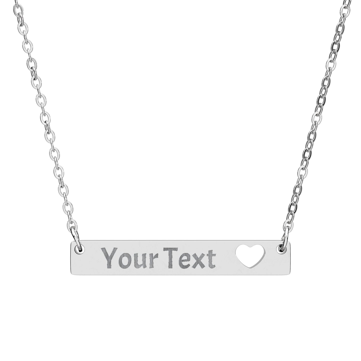 Cutout Heart Bar Necklace — Personalized Engraved Name Bar Necklace