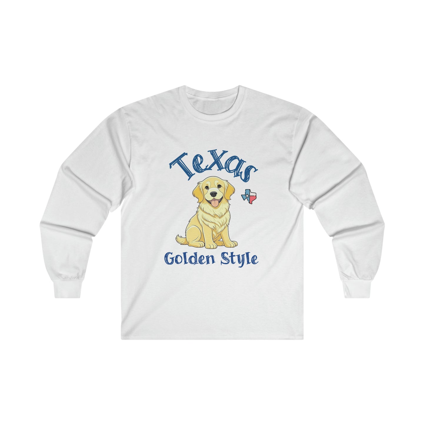 Texas Golden Style Golden Retriever Long Sleeve Tee - Embrace Texan Coziness with a Pawsitively Stylish Twist!