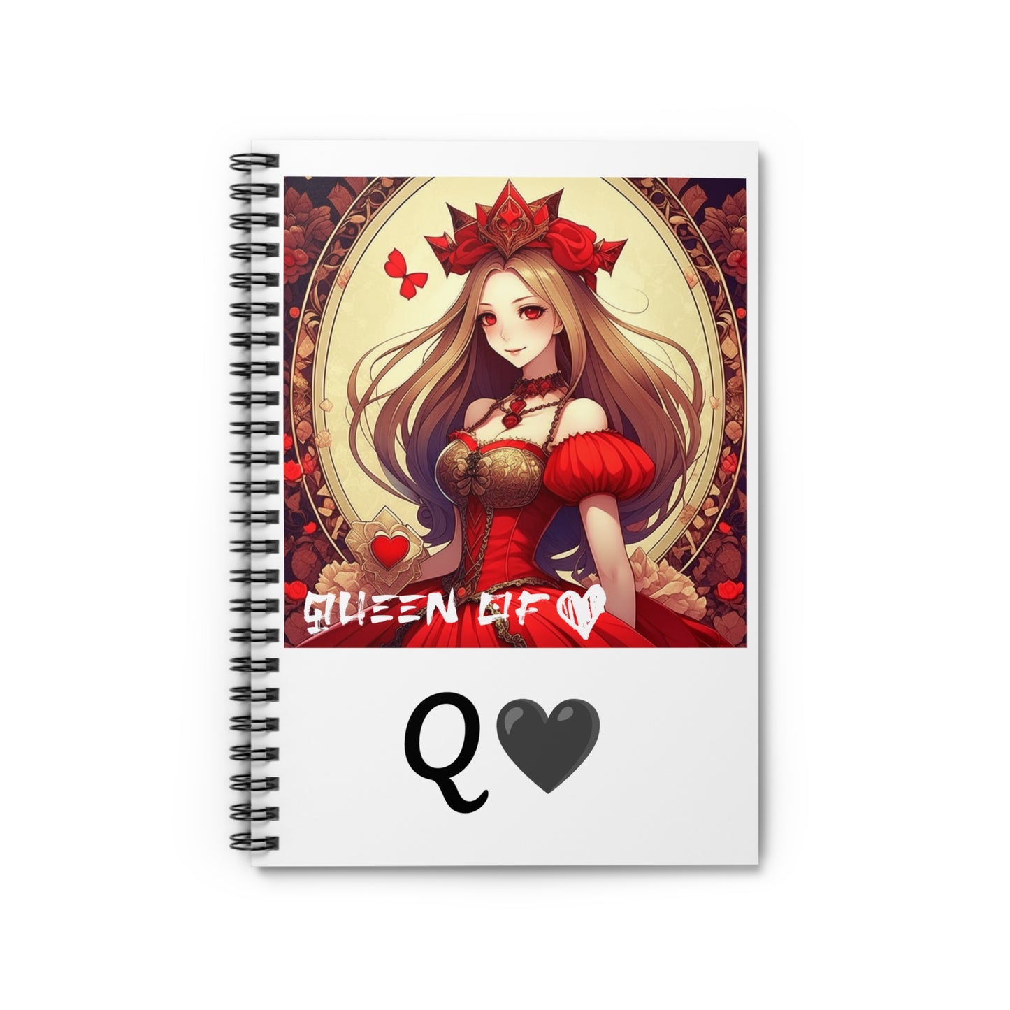 Anime Queen of Hearts Spiral Notebook - Rule Your Writings with Regal Elegance!