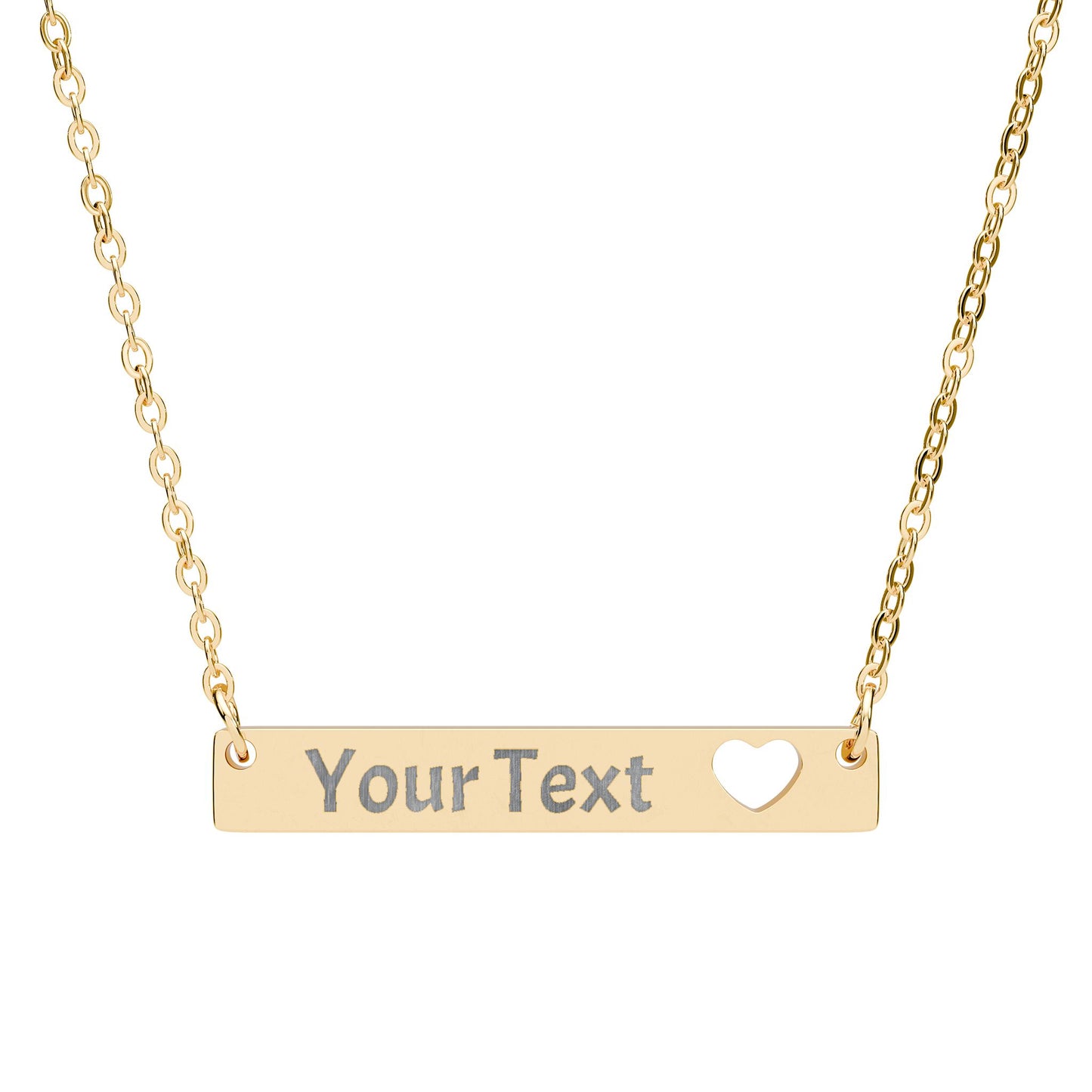 Cutout Heart Bar Necklace — Personalized Engraved Name Bar Necklace