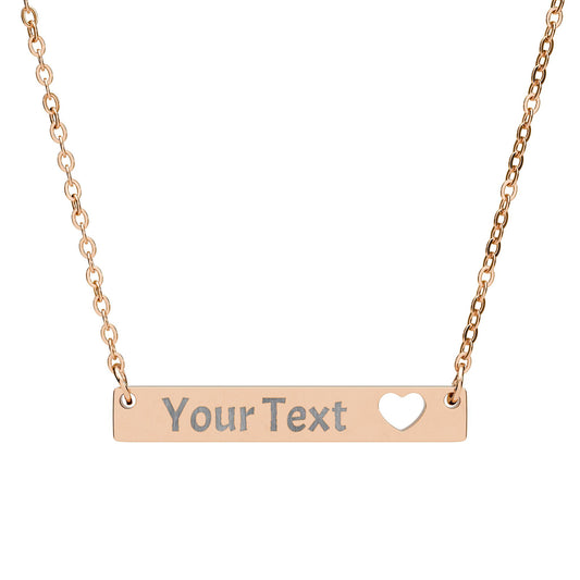 Cutout Heart Bar Necklace — Personalized Engraved Name Bar Necklace