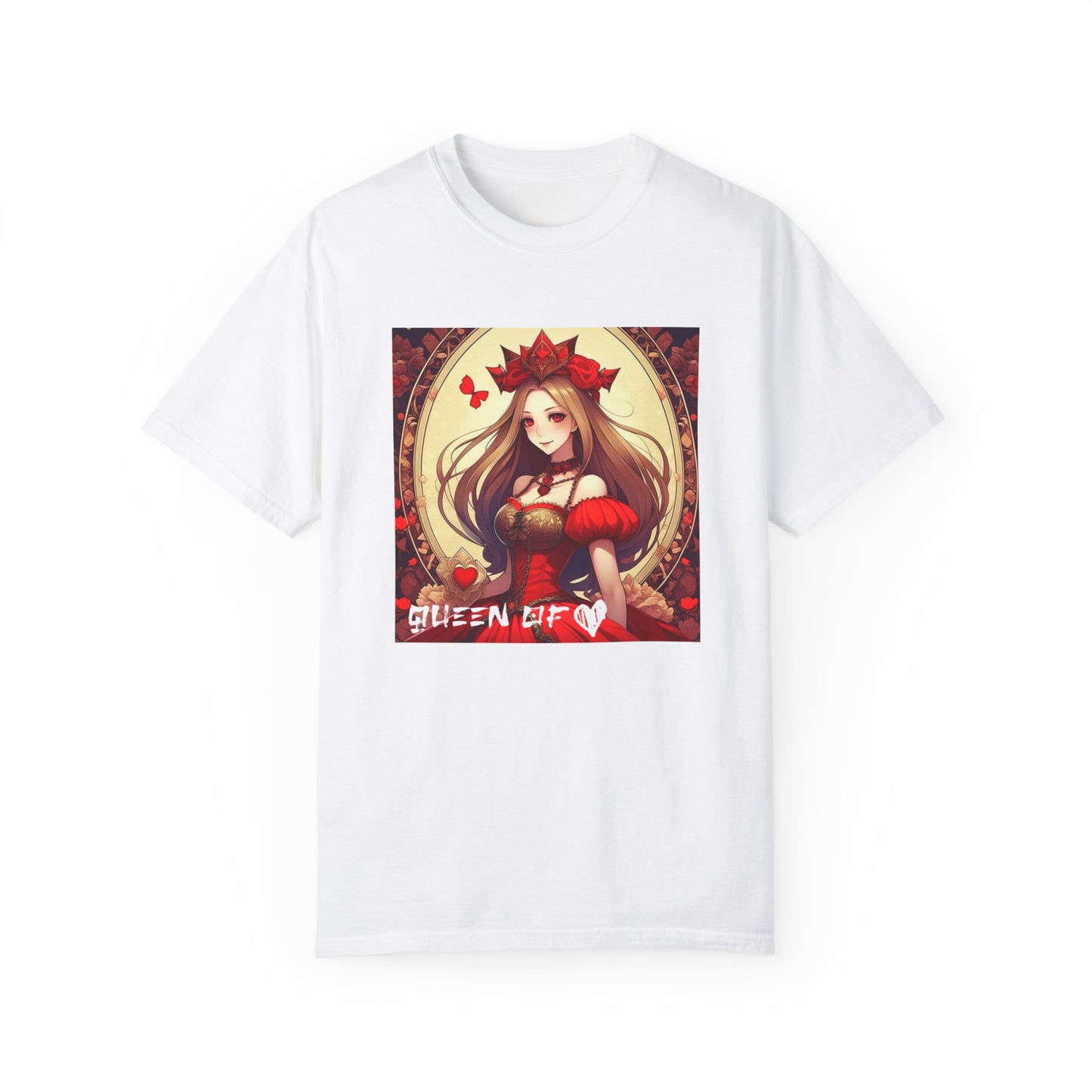 Comfort Color Anime Style Queen of Hearts T-Shirt - Rule Your Style with Royal Elegance!