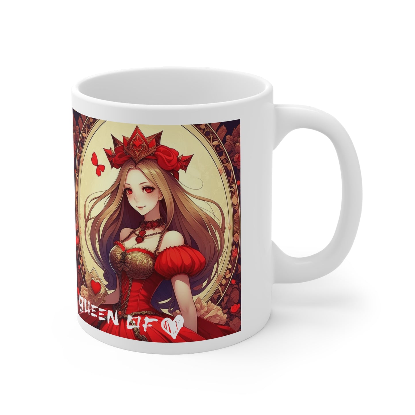 Anime Queen of Hearts Ceramic Coffee Mug - Sip in Royal Anime Elegance!