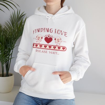 Finding Love, Please Wait" Valentine's Hoodie - Unisex Heavy Blend™ Hooded Sweatshirt