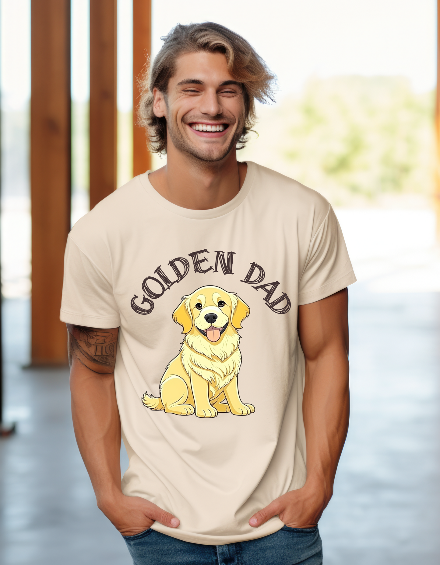 Golden Retriever "Golden Dad" Heavy Cotton Tee - Wear Your Love Proudly!