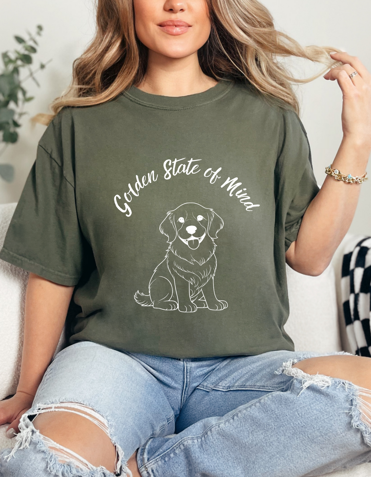 Unisex Comfort Colors-  "Golden State of Mind" Golden Retriever T-Shirt