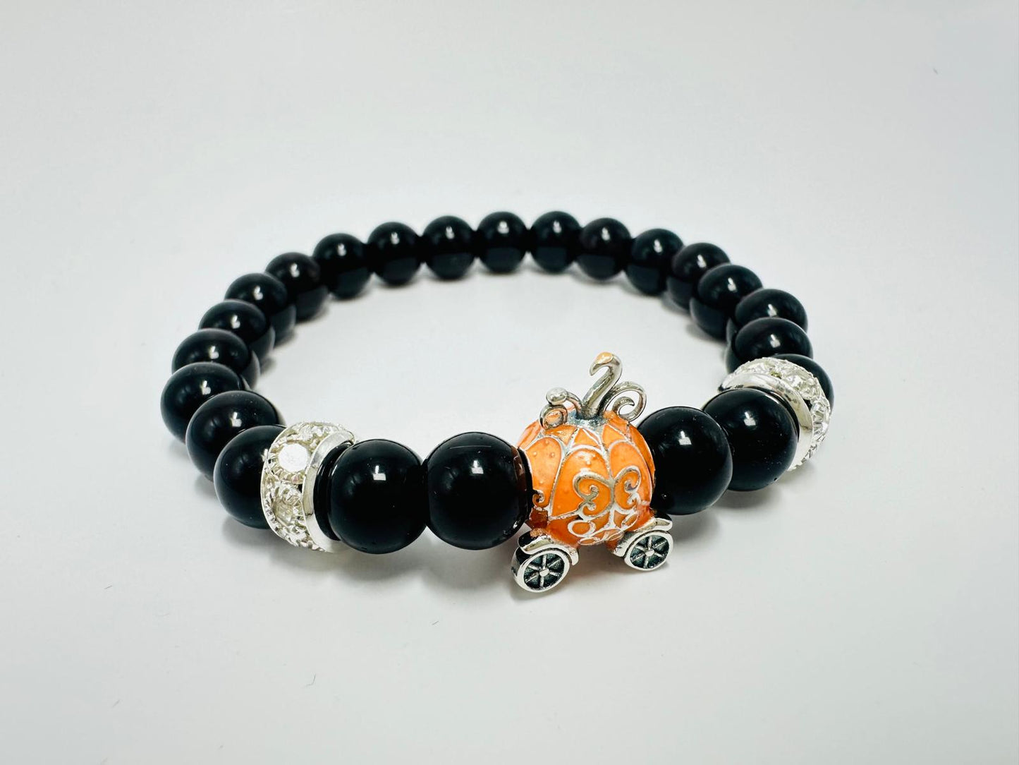 Enchanting Halloween Bracelet - Sterling Silver Glow in the Dark Pumpkin Carriage