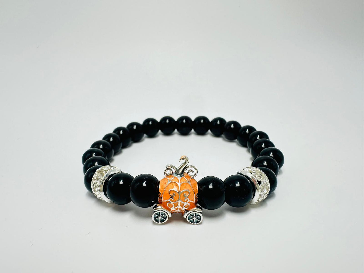 Enchanting Halloween Bracelet - Sterling Silver Glow in the Dark Pumpkin Carriage