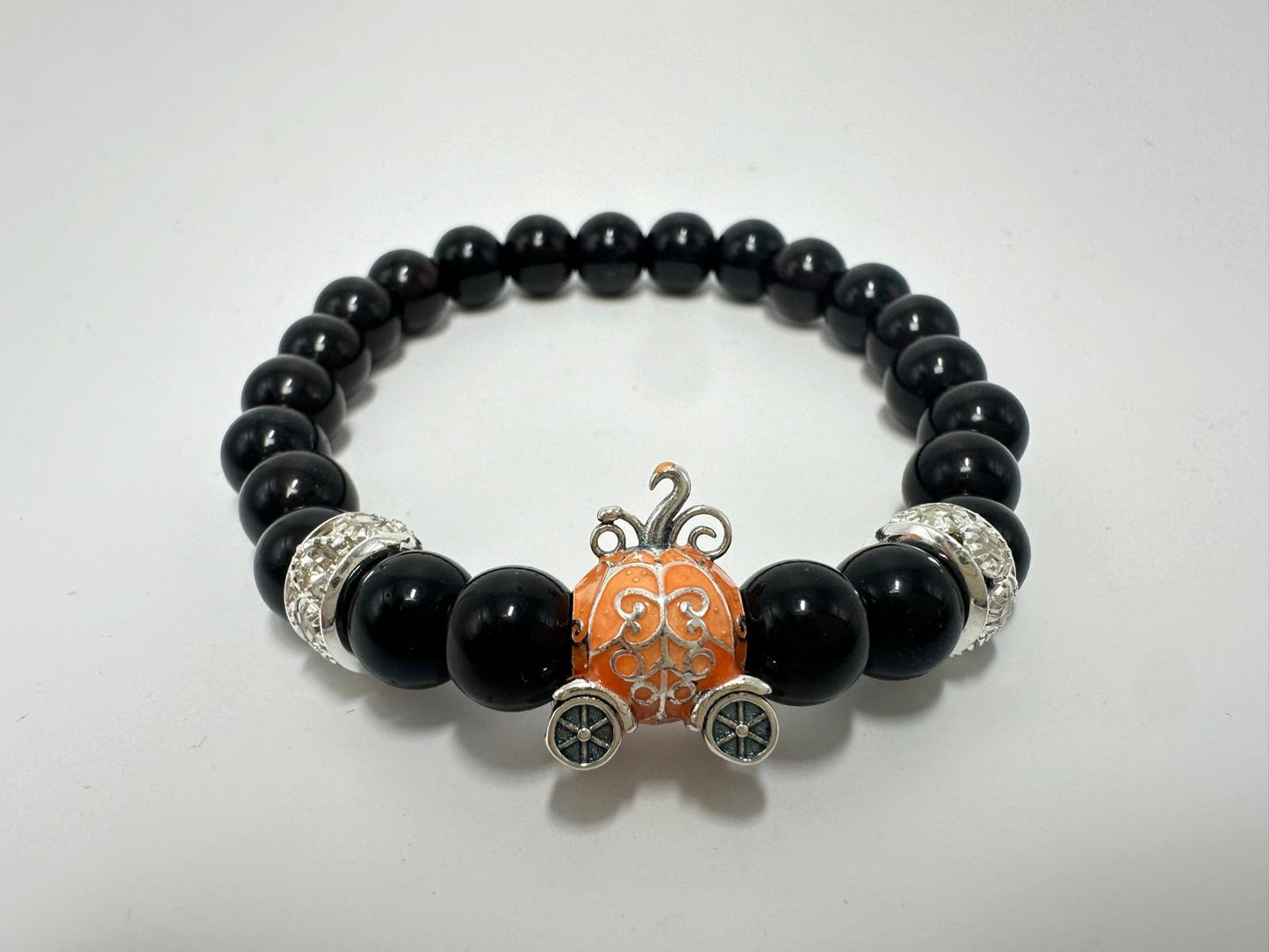 Enchanting Halloween Bracelet - Sterling Silver Glow in the Dark Pumpkin Carriage