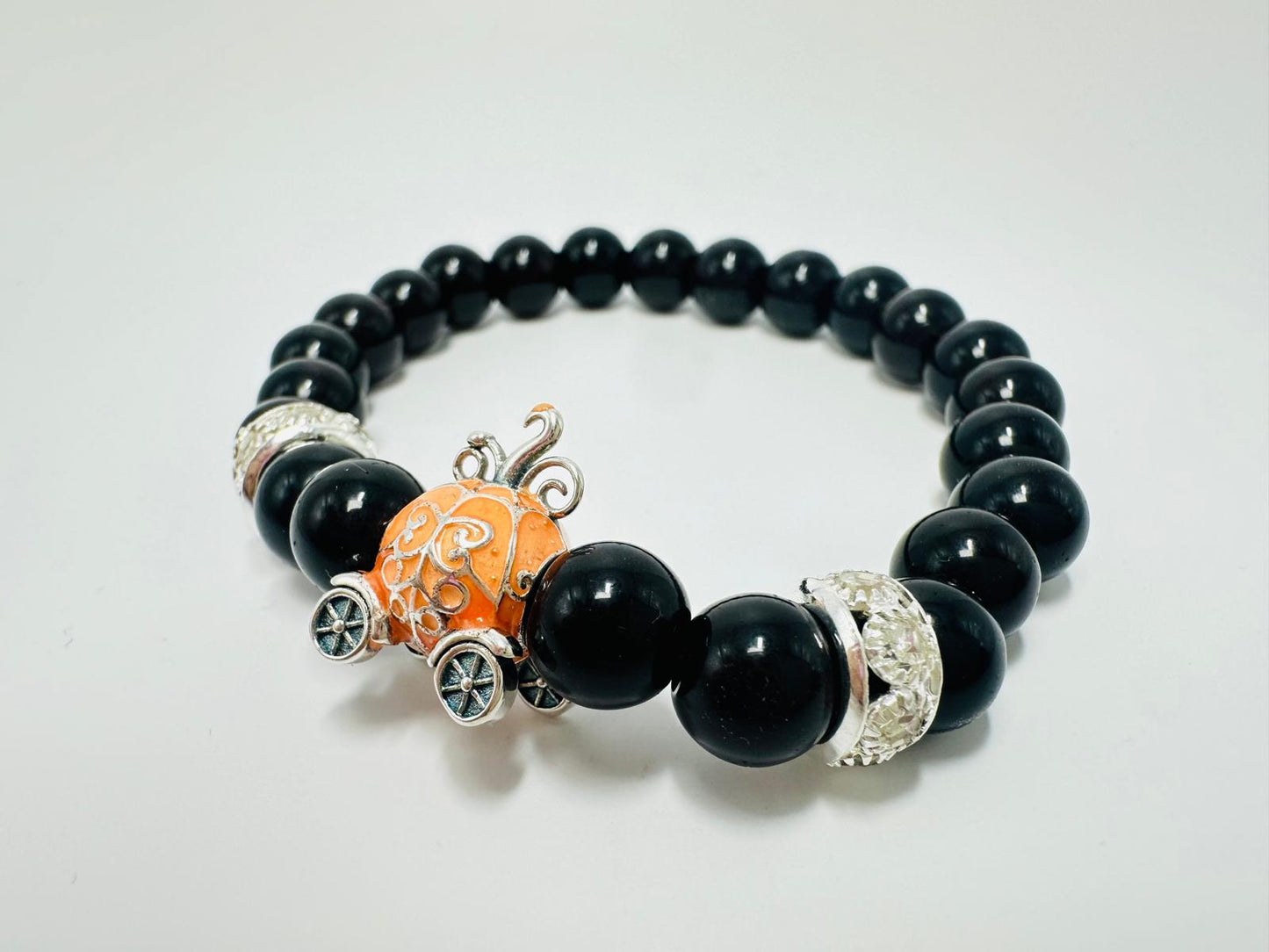 Enchanting Halloween Bracelet - Sterling Silver Glow in the Dark Pumpkin Carriage