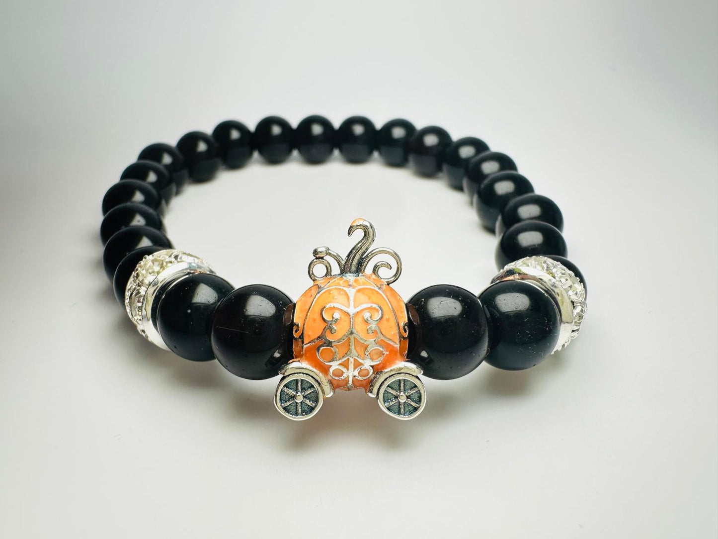 Enchanting Halloween Bracelet - Sterling Silver Glow in the Dark Pumpkin Carriage