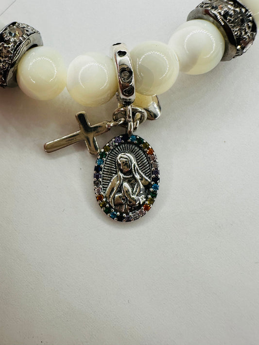 🌸✝️ Sterling Silver Mary Charm Bracelet! 🐣💖