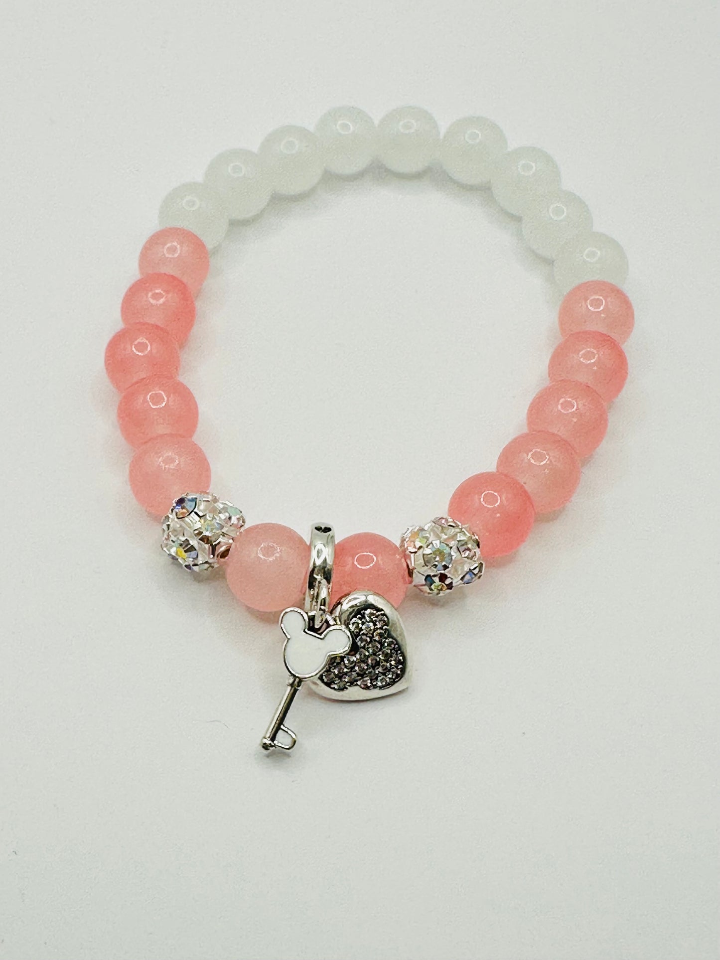 Mouse Keys to your Heart - Handmade Bracelet with Sterling Silver Charm