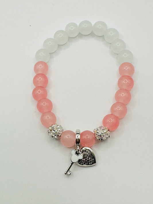 Mouse Keys to your Heart - Handmade Bracelet with Sterling Silver Charm