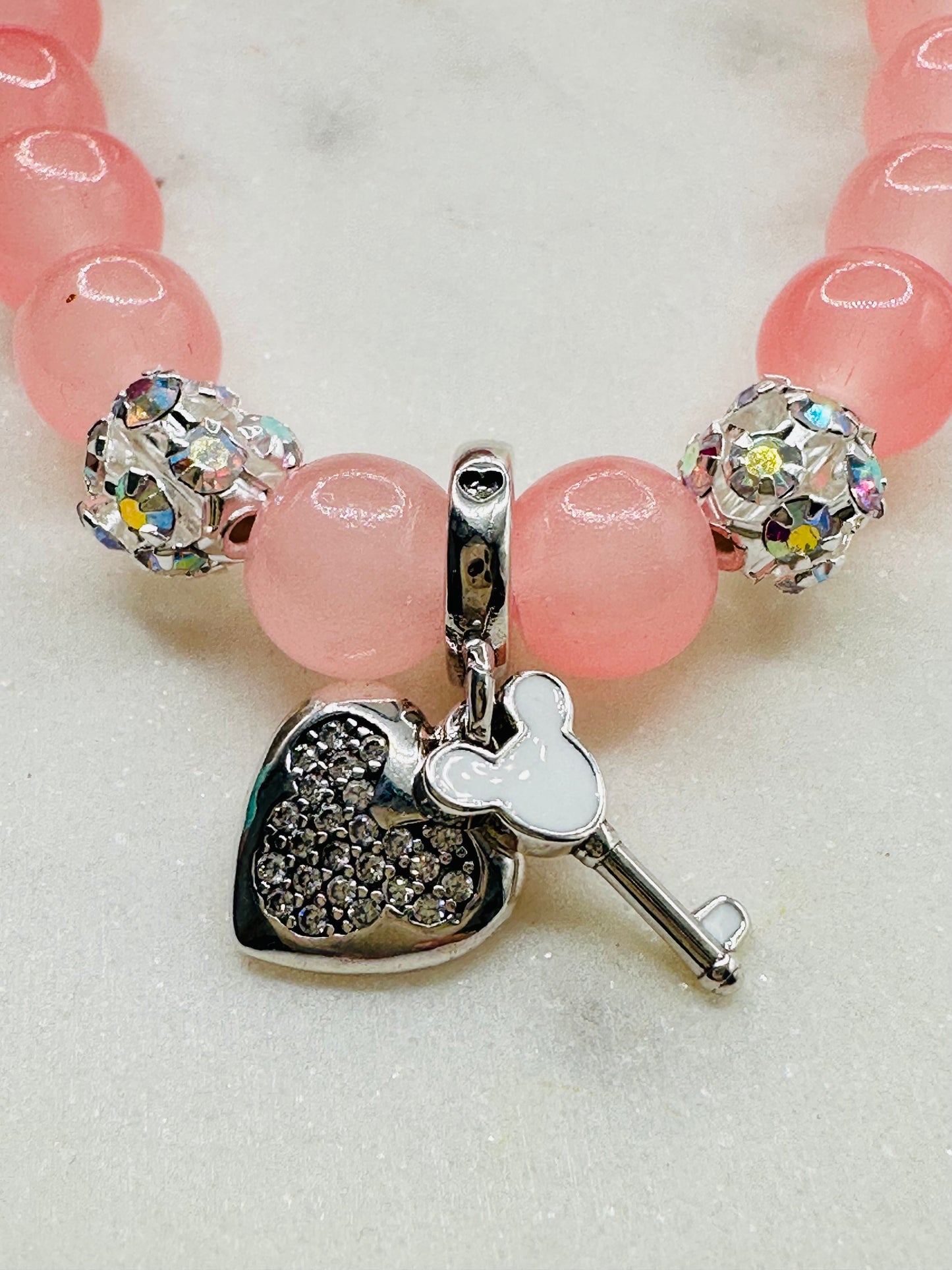 Mouse Keys to your Heart - Handmade Bracelet with Sterling Silver Charm