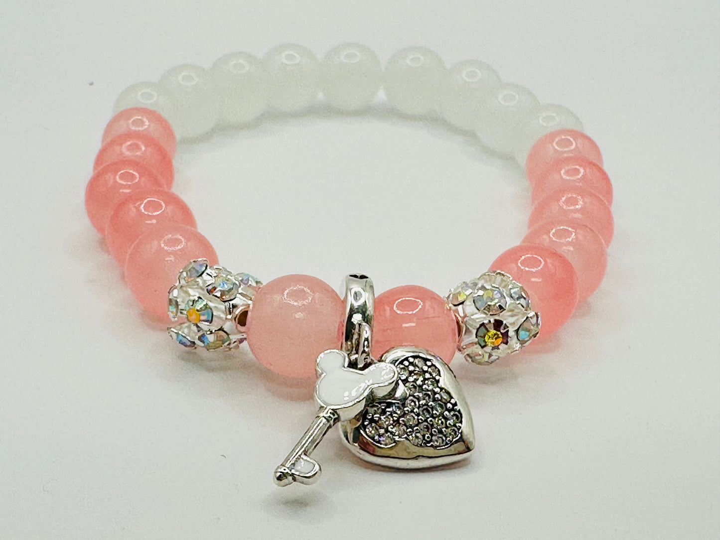 Mouse Keys to your Heart - Handmade Bracelet with Sterling Silver Charm