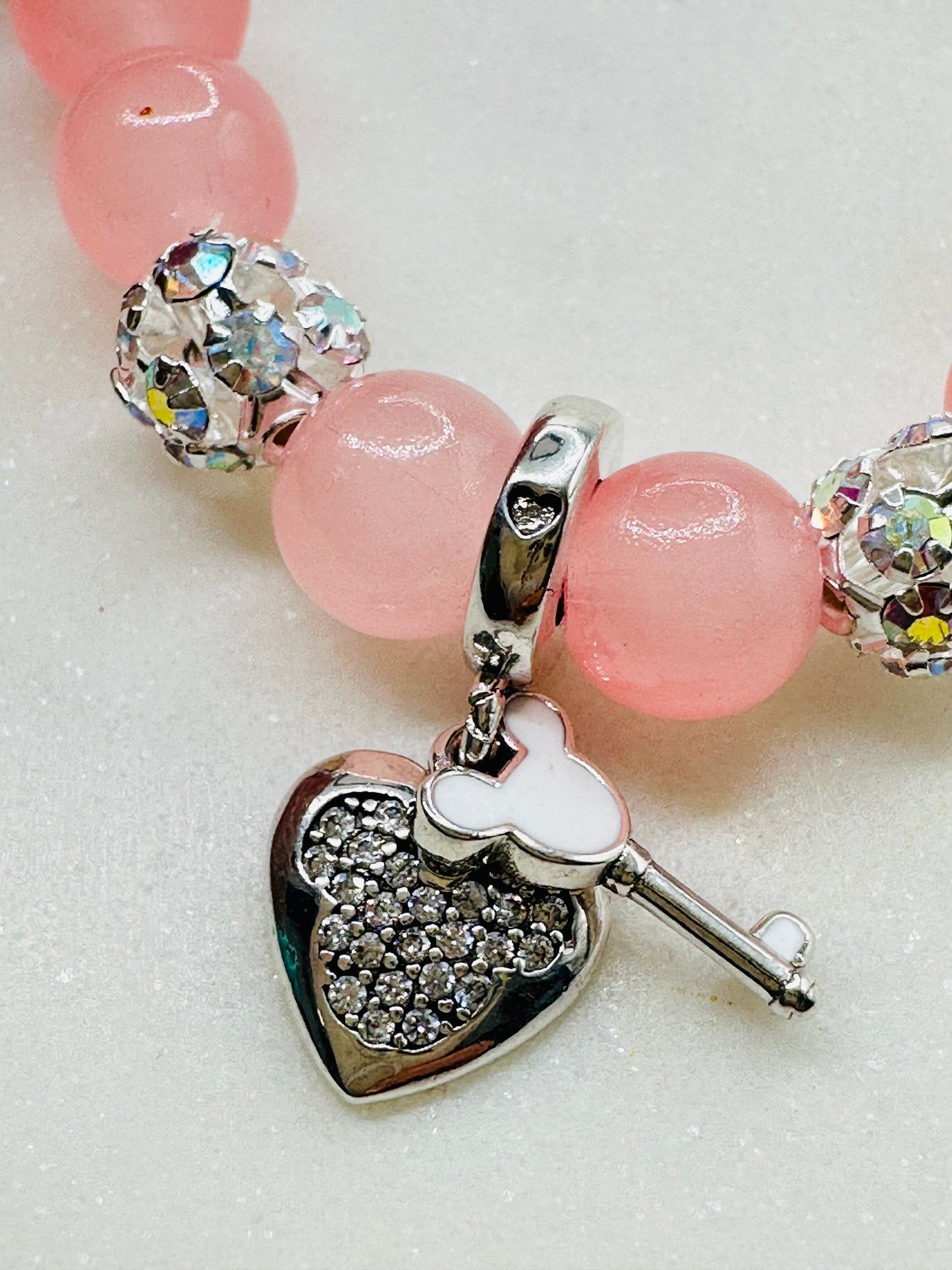 Mouse Keys to your Heart - Handmade Bracelet with Sterling Silver Charm