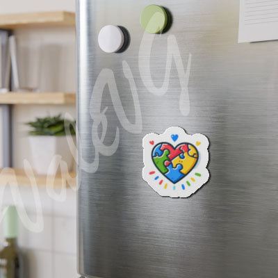 💙💛 Show Your Support with Our Autism Heart Puzzle Magnet! 💖🧩