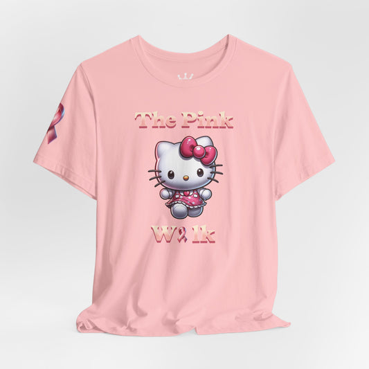 🎗️💕 Join the Fight Against Breast Cancer with Our Pink Walk Kitty T-Shirt! 🐱💗