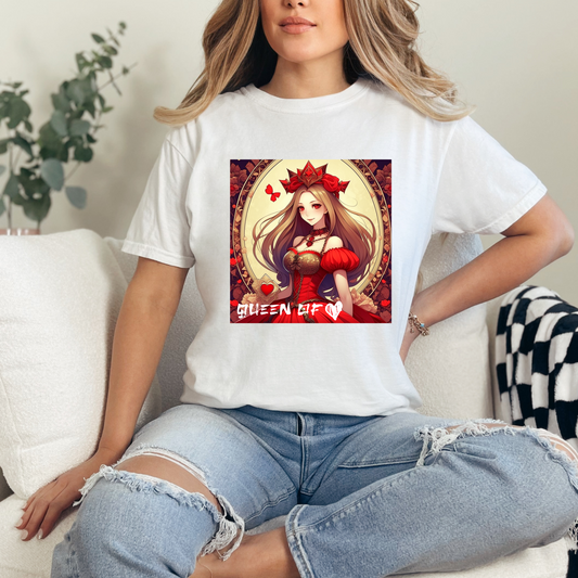 Comfort Color Anime Style Queen of Hearts T-Shirt - Rule Your Style with Royal Elegance!