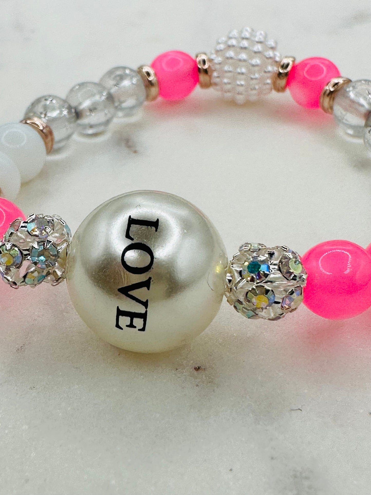 Valentine's Bracelet Love, glass, Chrystal