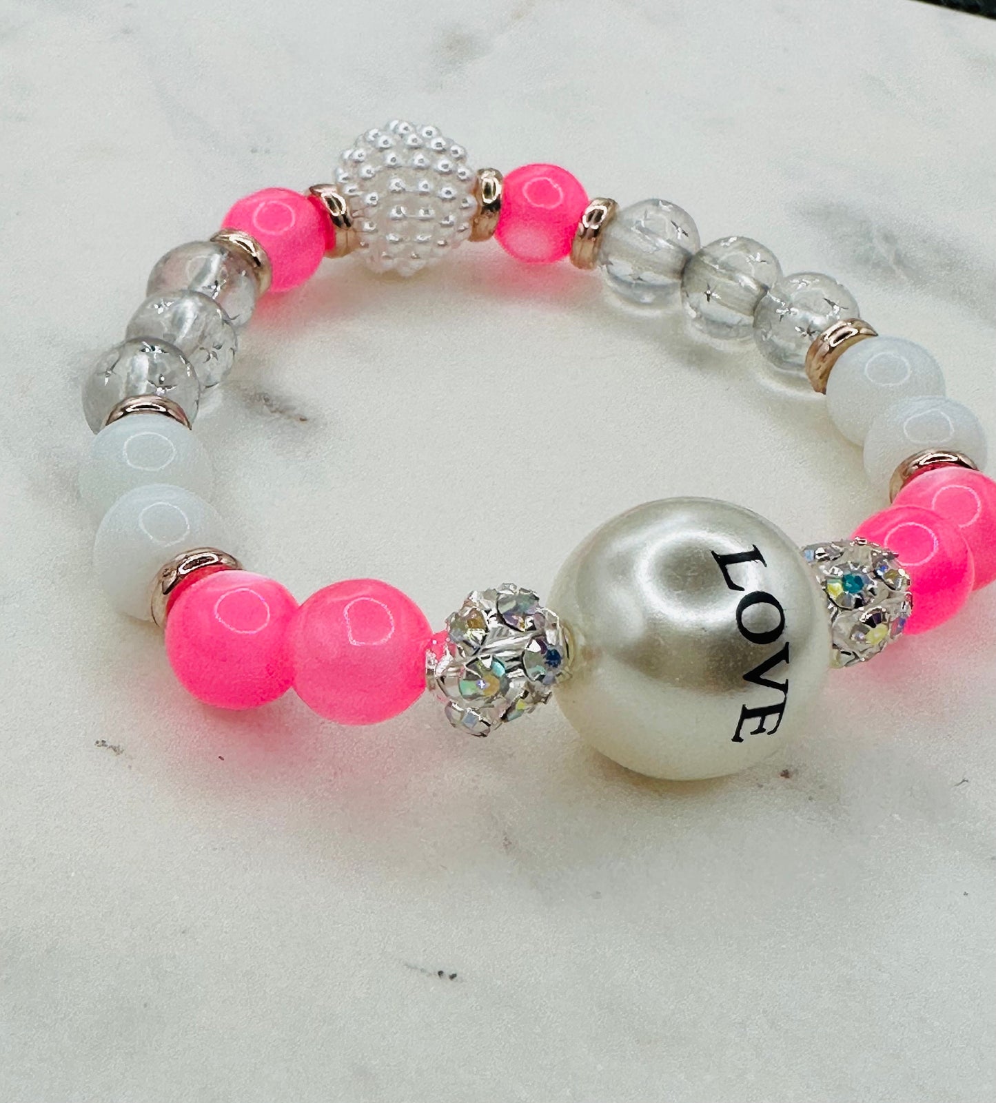 Valentine's Bracelet Love, glass, Chrystal