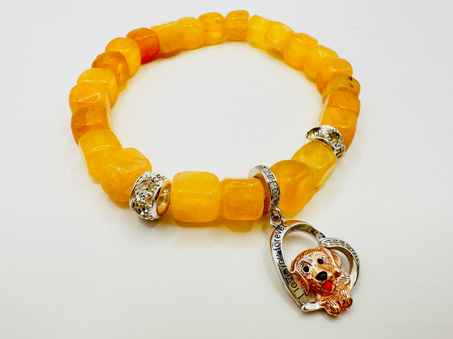 I Love You Forever Golden Retriever Charm Bracelet - Citrine Elegance for Eternal Love!