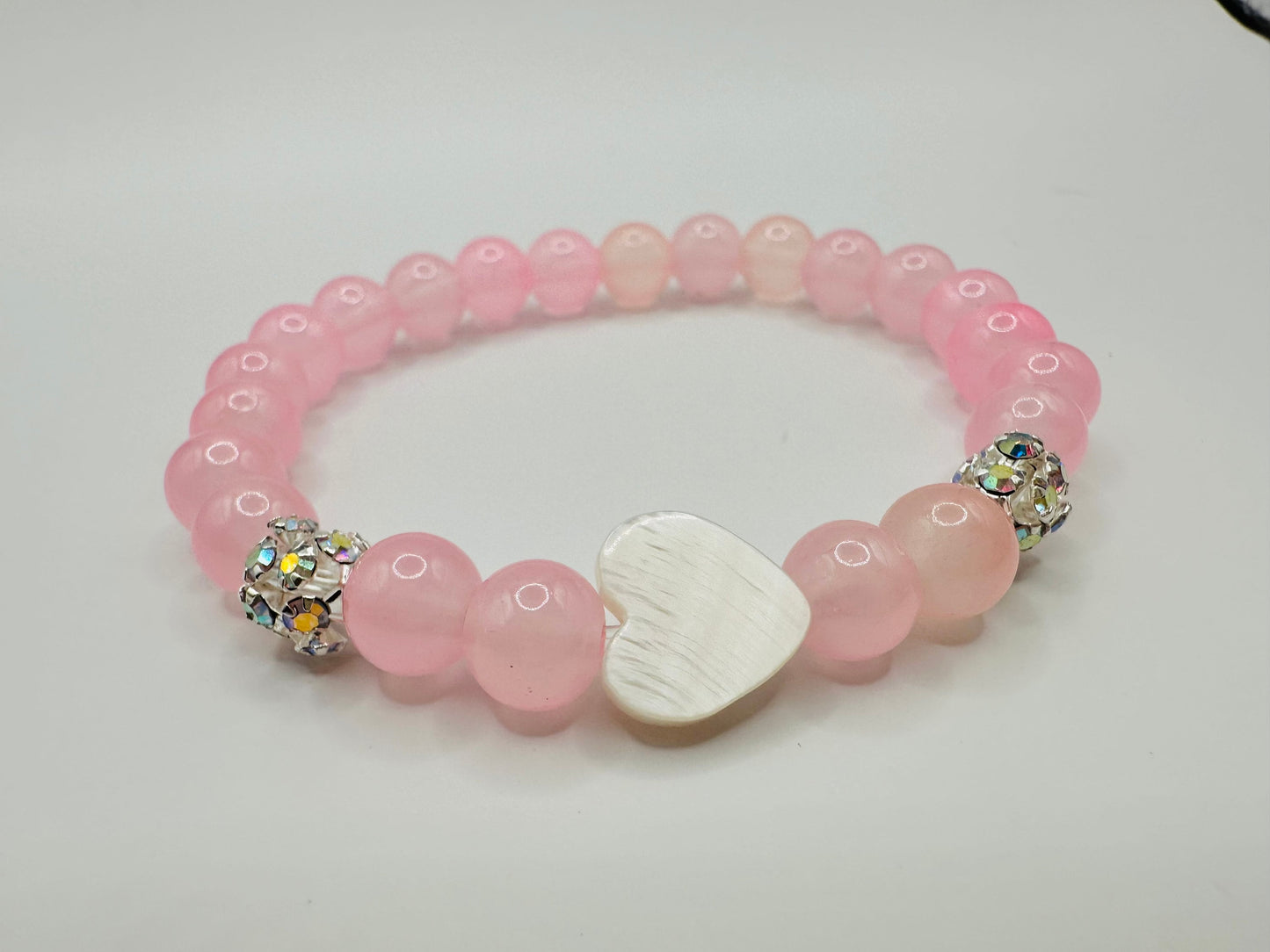 Pink Love Shell Mother of Pearl Handmade Bracelet