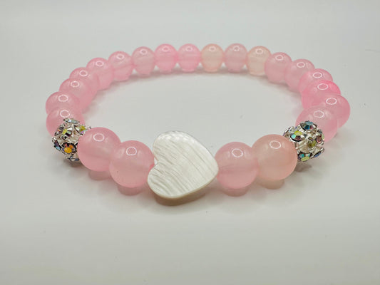 Pink Love Shell Mother of Pearl Handmade Bracelet