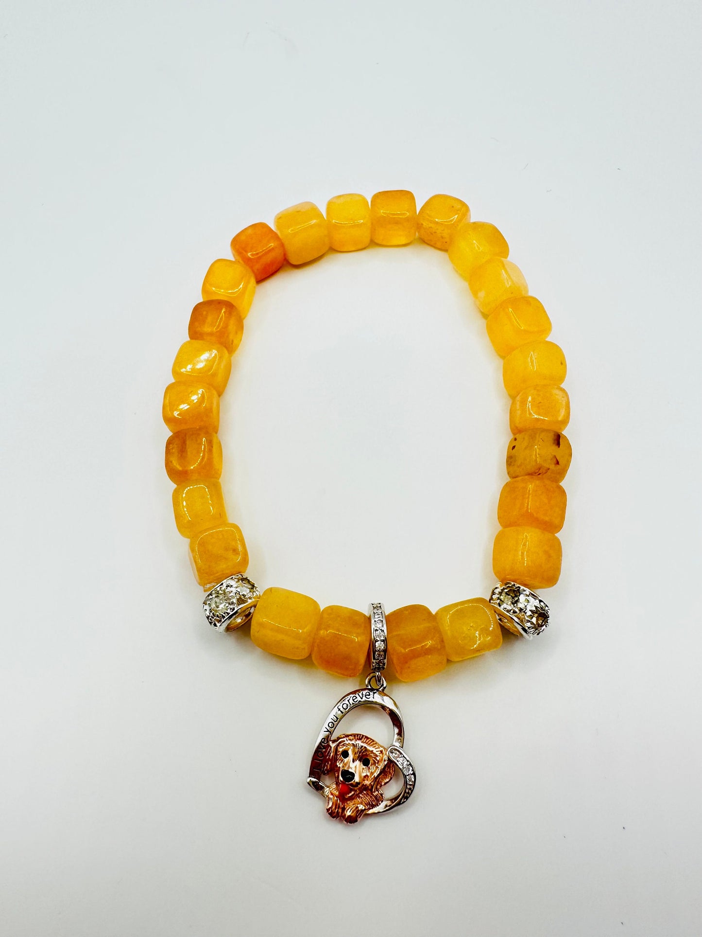 I Love You Forever Golden Retriever Charm Bracelet - Citrine Elegance for Eternal Love!